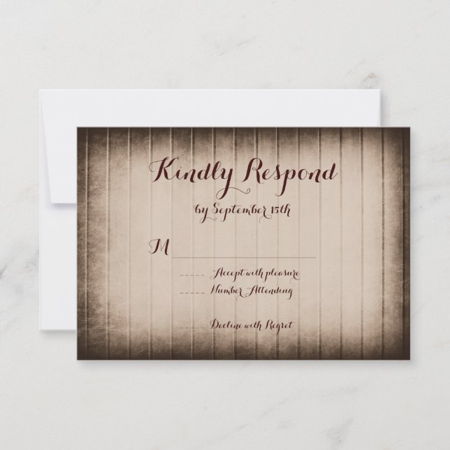Viejas tarjetas Rustic Barn Wood Country Wedding R (Anverso)