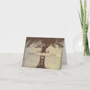 viejo árbol rústico luces de cuerda tarjetas de ag