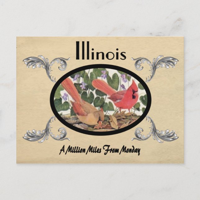 Viejo aspecto de postal Estado de Illinois (Anverso)