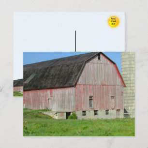 Viejo Barn Rojo y Postal Silo