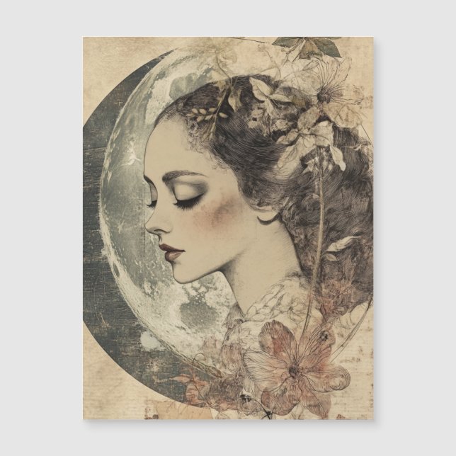 Viejo Boho Sideview mujer y luna creciente (Anverso)