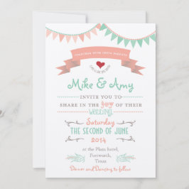 Viejo Bunting Whimsical Wedding Invitación