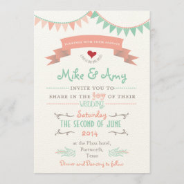 Viejo Bunting Whimsical Wedding Invitación