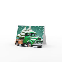 Viejo Camión Verde con Árbol de Navidad en la part