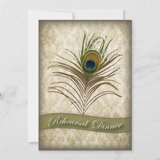 Viejo damasco pavo real ensayo Invitación a la cen (Anverso)