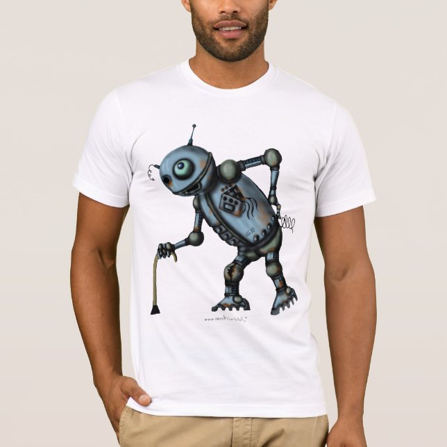 Viejo diseño divertido de la camiseta del robot (Anverso)
