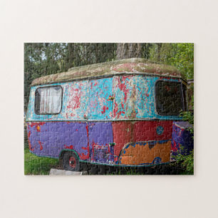 VIEJO HIPPIE CARAVAN CAMPER TRAILER JIGSAW PUZZLE