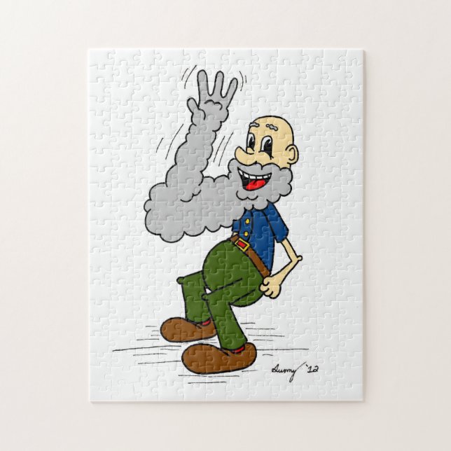 Viejo hombre agitando el rompecabezas de la barba (Vertical)