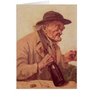 Viejo hombre con un vidrio de vino