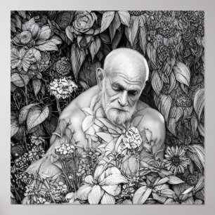 Viejo Hombre De Plantas Y Flores Arte Digital