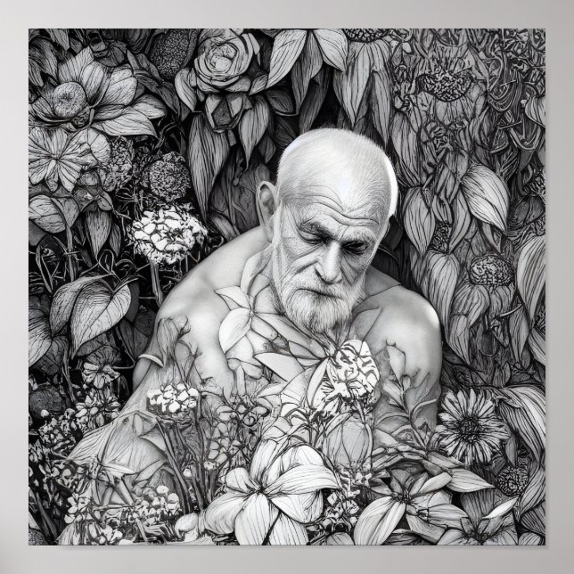 Viejo Hombre De Plantas Y Flores Arte Digital (Frente)