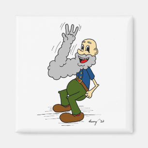 Viejo Hombre Ondeando El Imán De La Barba