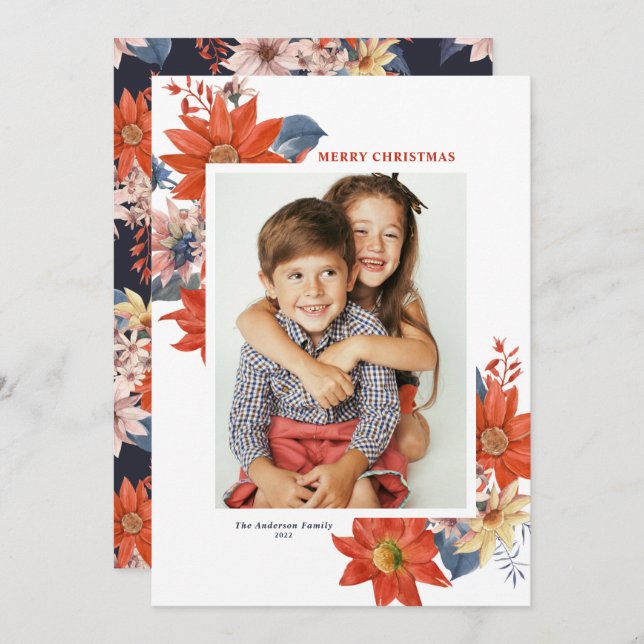 Viejo invierno Botánico Foto Feliz Navidad (Anverso / Reverso)