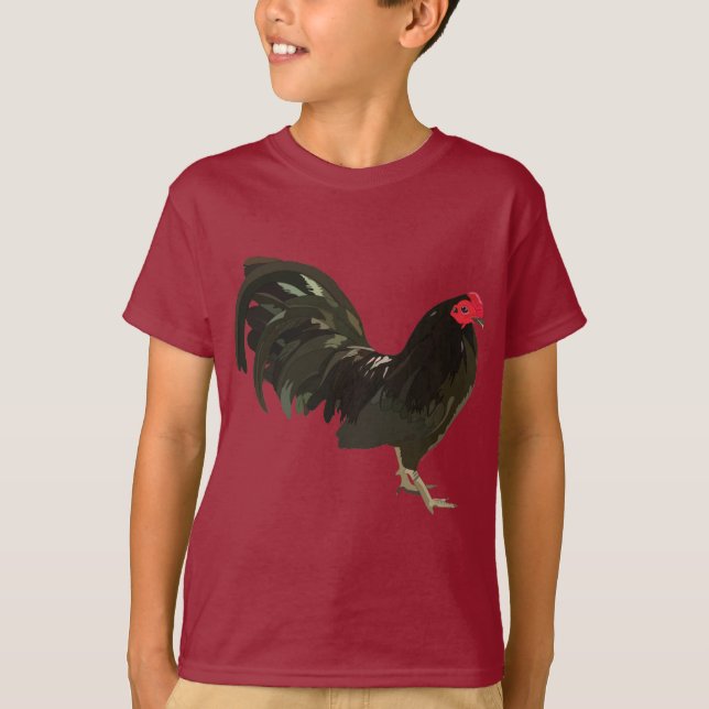 Viejo juego inglés Bantam Rooster, camiseta negra (Anverso)