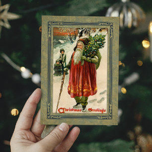 Viejo Padre Navidad en la nieve
