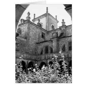 Viejo patio de fotografías en blanco y negro