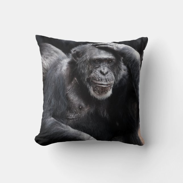 Viejo personalizado Chimpanzee lanzar almohada (Anverso)
