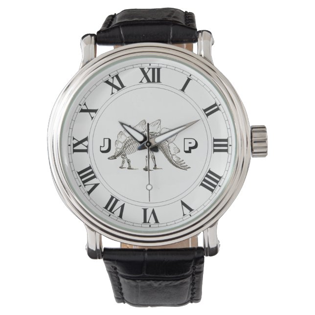 Viejo reloj de cuero masculino de dinosaurio (Anverso)