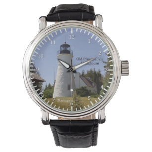 Viejo reloj del faro de la isla de Presque