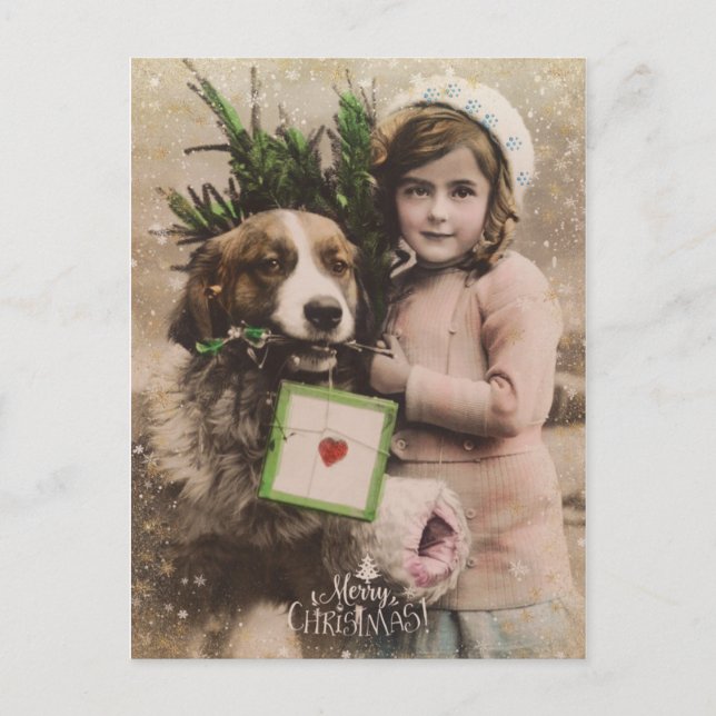 Viejo retro feliz navidad postal (Anverso)