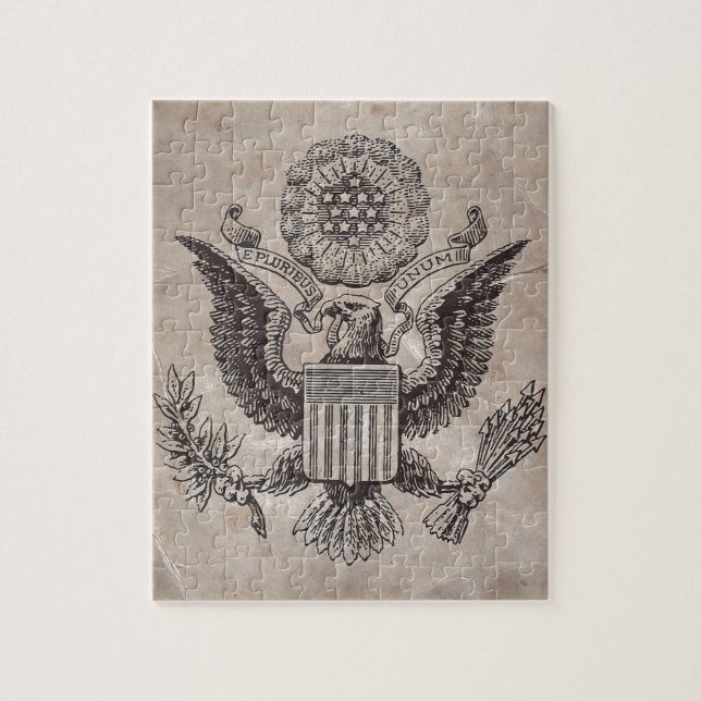 Viejo rompecabezas del Escudo de Armas Americano (Vertical)