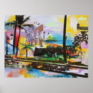 Viejo San Juan, Puerto Rico - collage de arte