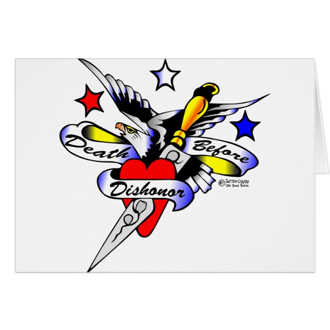 Viejo tatuaje de Skool de Eagle, de la daga y del (Anverso (Horizontal))