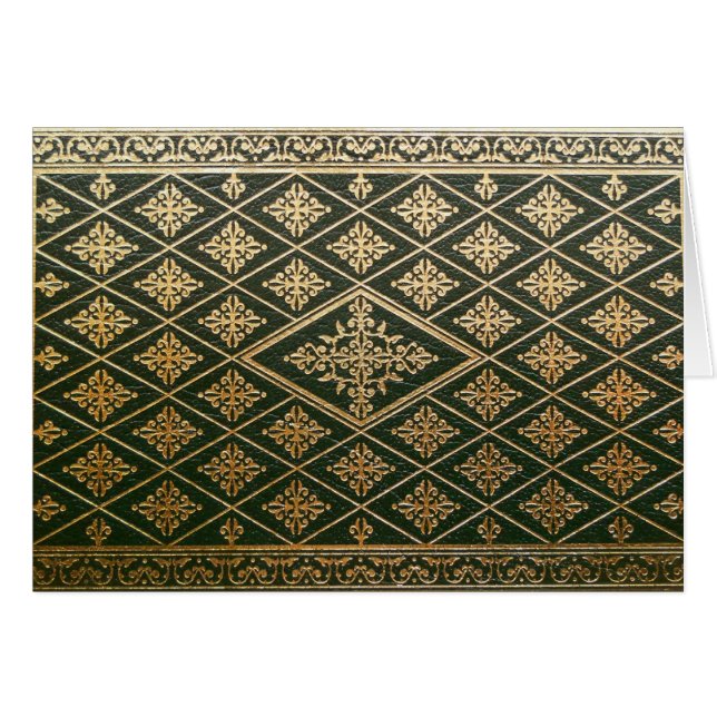 Viejo verde de cuero y oro de la cubierta de libro (Anverso (Horizontal))