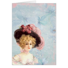 Viejo Victoriano Elegante Dama En Gorra De Pluma R