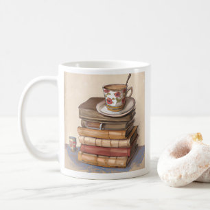 Viejos libros antiguos y una copa de café