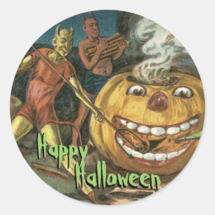 Viejos pegatinas de Halloween de la moda - diablos