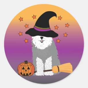 Viejos pegatinas ingleses de la bruja del perro