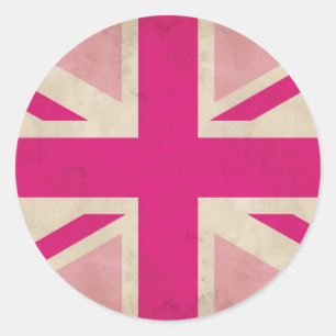 Viejos pegatinas rosados de Union Jack