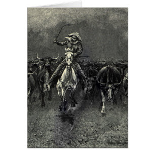 Viejos Vaqueros, Una Estampida de Frederic Remingt