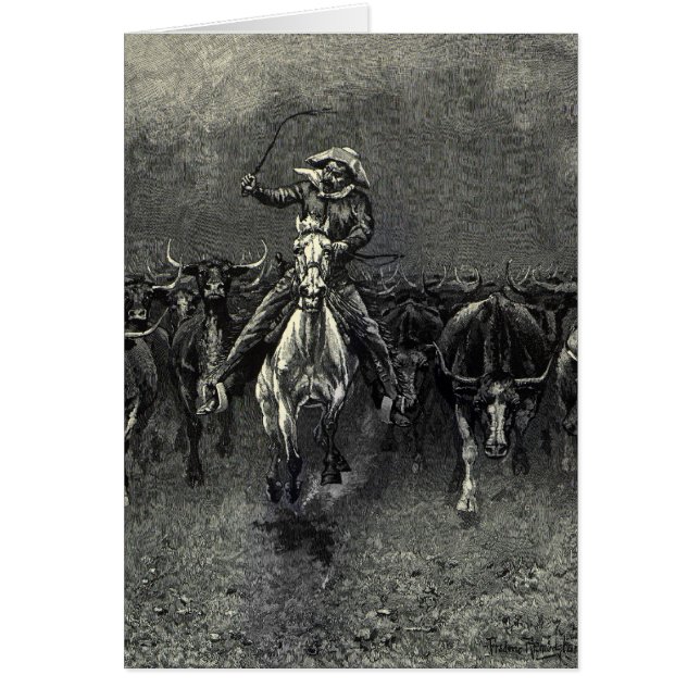 Viejos Vaqueros, Una Estampida de Frederic Remingt (Frente)