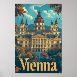 Viena Austria Ilustracion de Viajes de Arte Vintag