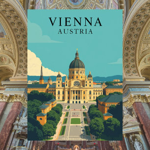 Viena, Austria, postal de arte de viajes vintage