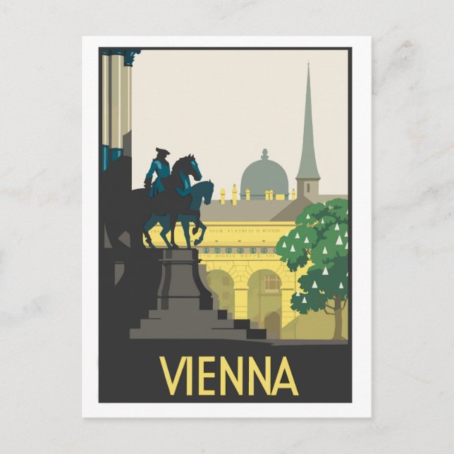Viena, ilustracion, postal de viaje vintage (Anverso)