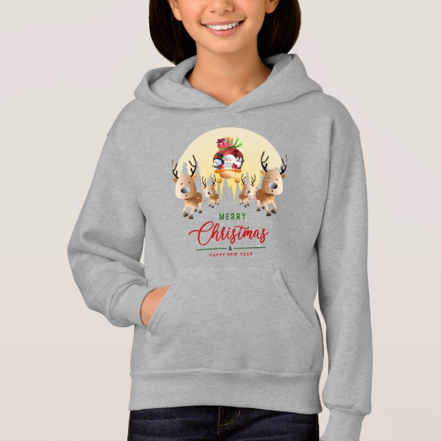 Viene Santa Claus | Niños Pullover Hoodie (Anverso)