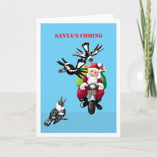 Viene Santa - tarjeta de Navidades australianos (Anverso)
