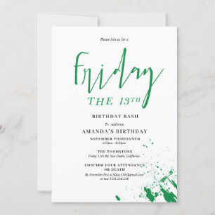 Viernes 13° cumpleaños invitación