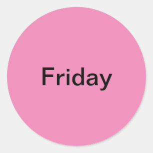 Viernes Día de la Semana Pegatinas Rosa