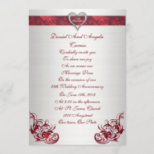 Vigésimo quinto aniversario del boda Invitación a