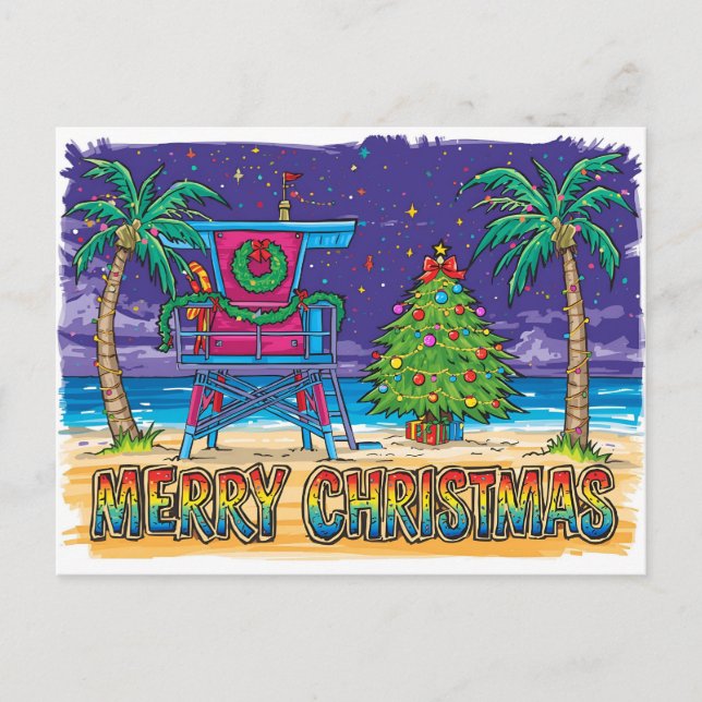 Vigilante de Playa Retro Neon Navidad Vacaciones (Anverso)