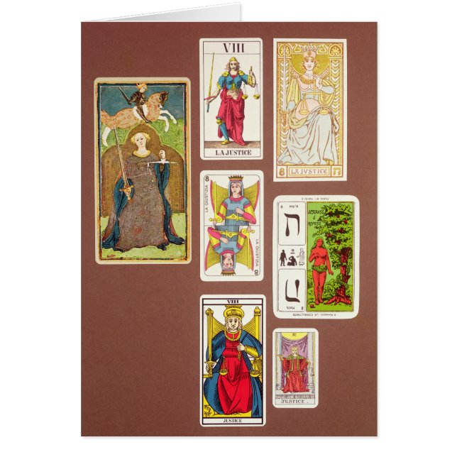 VIII justicia, siete cartas de tarot (Frente)