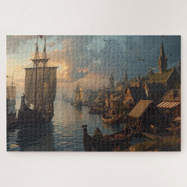 Viking Harbor Jigsaw Puzzle (Horizontal)