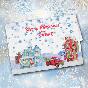 Villa de nieve con tarjeta de Navidades de Tenness