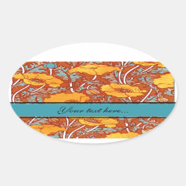 Viñage Poppy ~ Oval Pegatina