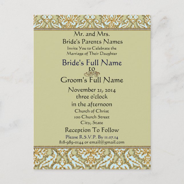 VinatgeTiffany sobre la invitación a la boda gris (Anverso)