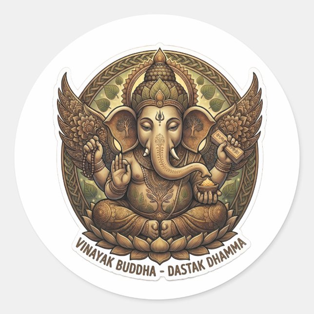 Vinayak Dhamma y Katiya Calcomanía Redonda (Anverso)